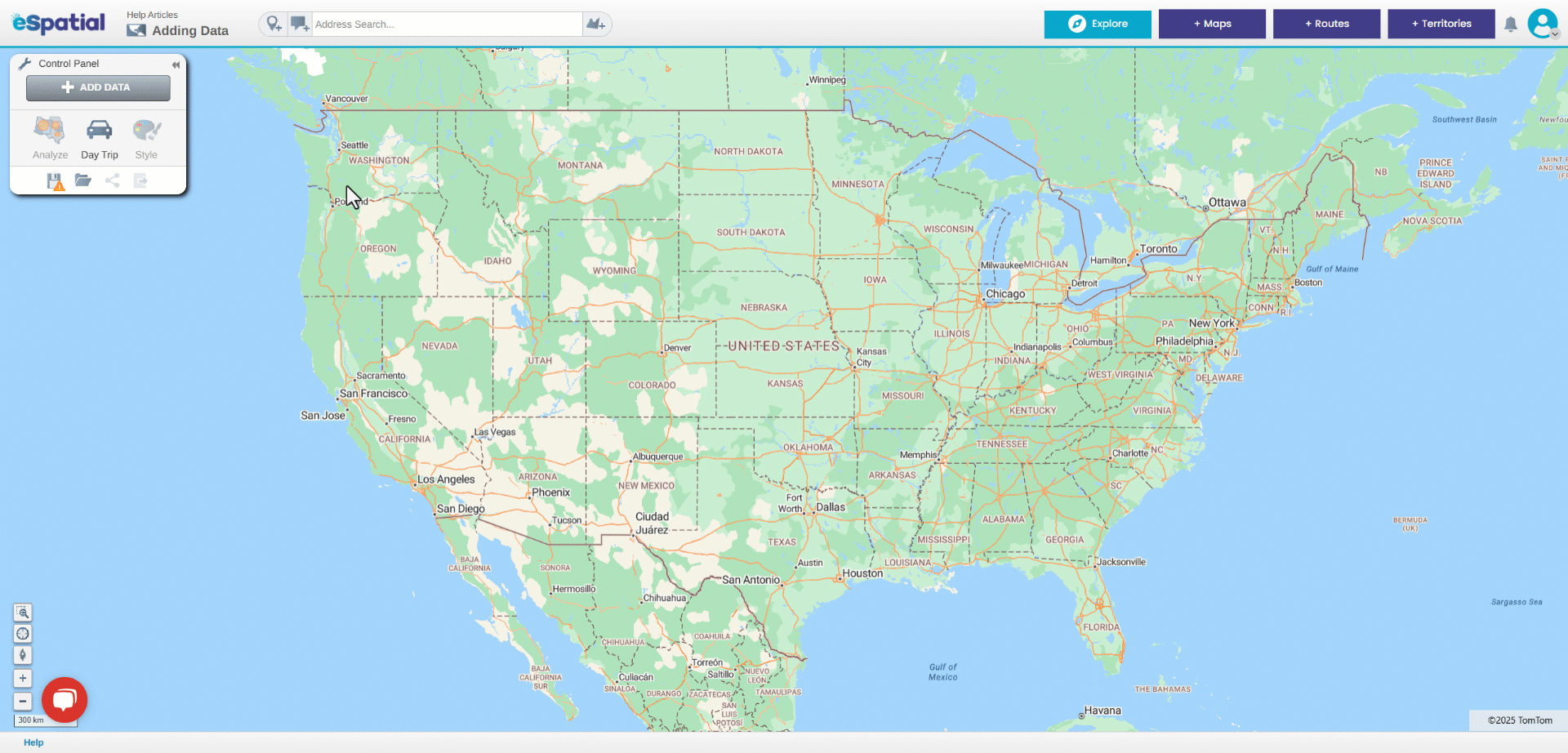 3. Adding data using coordinates - Add data window