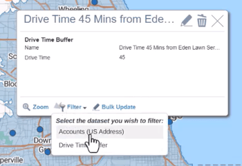 Filtering Using Drivetime Buffer