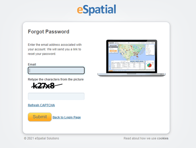Forgot Password - Email and Captcha code
