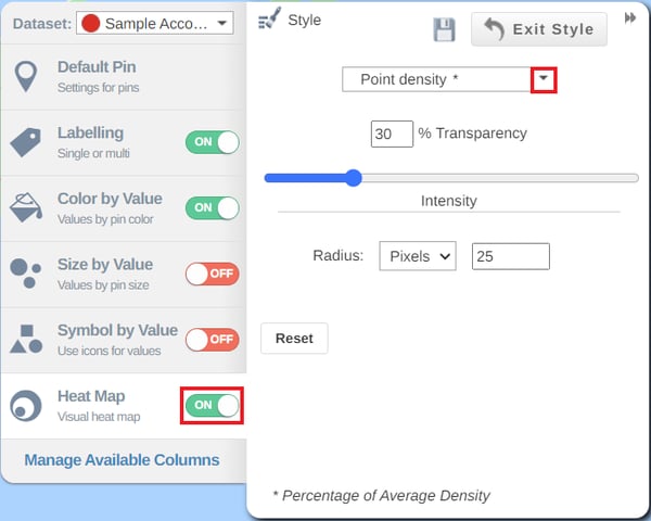 Heatmap Style Menu