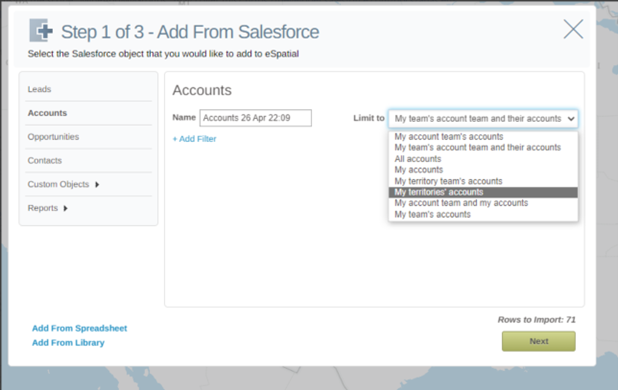 Add data from Salesforce - Step 1