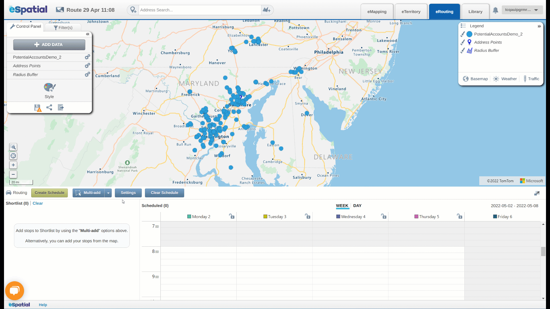 Use Recommendations to add stops to shortlist