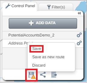 Save Control Panel eRoute