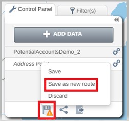 Save as Control Panel eRoute