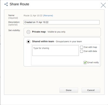 Share Route Window