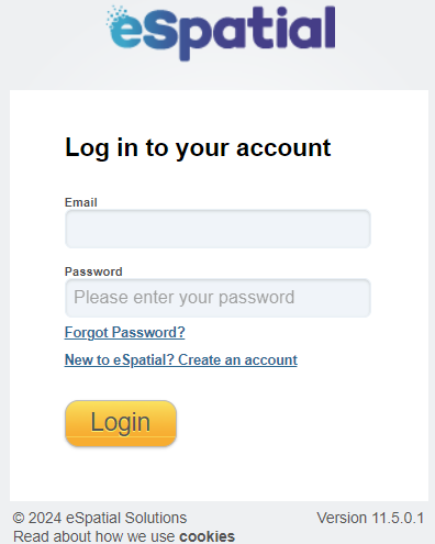 Log in screen