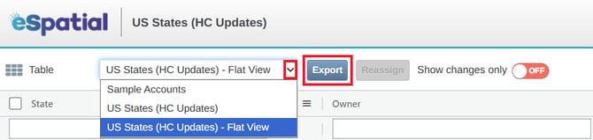 Table export